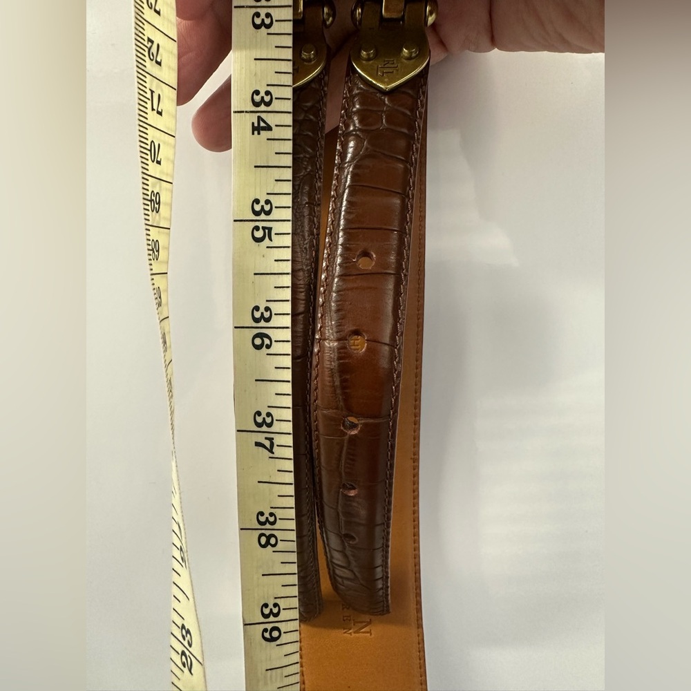 Ralph Lauren Italian Leather Double Strap Leather Belt with Gold Buckles - Picture 3 of 4